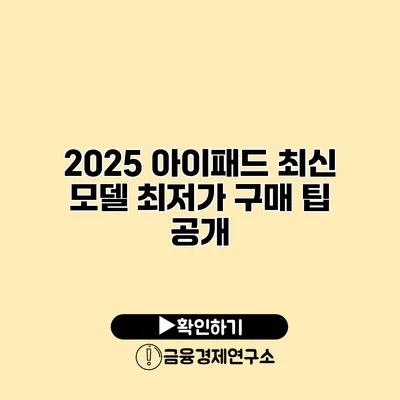 2025 아이패드 최신 모델 최저가 구매 팁 공개