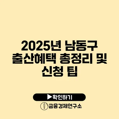 2025년 남동구 출산혜택 총정리 및 신청 팁