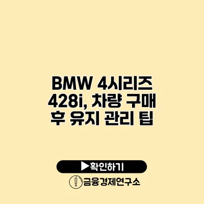 BMW 4시리즈 428i, 차량 구매 후 유지 관리 팁