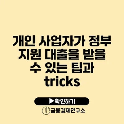 개인 사업자가 정부 지원 대출을 받을 수 있는 팁과 tricks