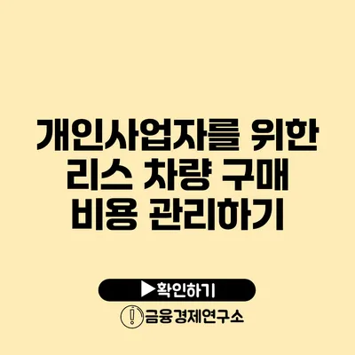 개인사업자를 위한 리스 차량 구매 비용 관리하기