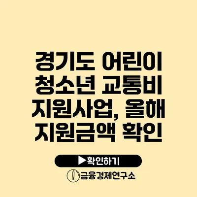 경기도 어린이 청소년 교통비 지원사업, 올해 지원금액 확인