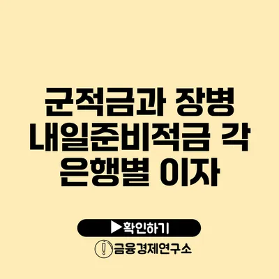 군적금과 장병 내일준비적금 각 은행별 이자