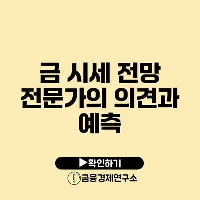 금 시세 전망 전문가의 의견과 예측