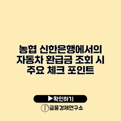 농협 신한은행에서의 자동차 환급금 조회 시 주요 체크 포인트