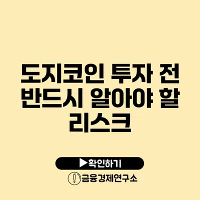 도지코인 투자 전 반드시 알아야 할 리스크