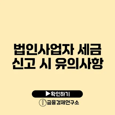 법인사업자 세금 신고 시 유의사항