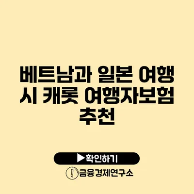 베트남과 일본 여행 시 캐롯 여행자보험 추천