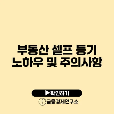 부동산 셀프 등기 노하우 및 주의사항