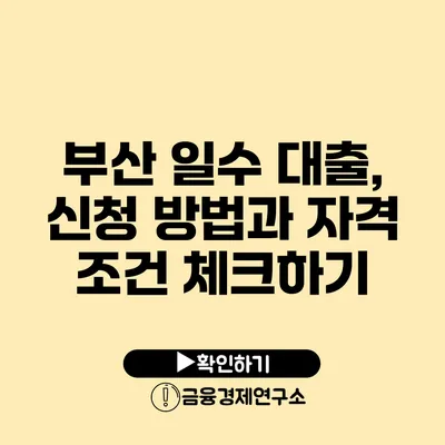 부산 일수 대출, 신청 방법과 자격 조건 체크하기