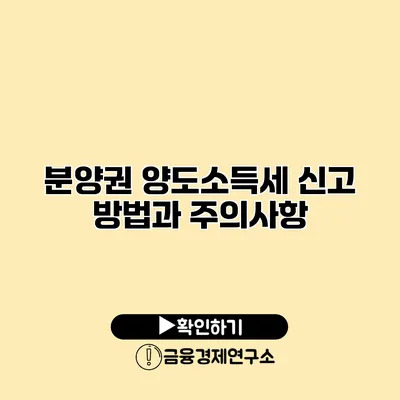 분양권 양도소득세 신고 방법과 주의사항