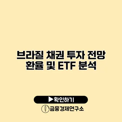 브라질 채권 투자 전망 환율 및 ETF 분석
