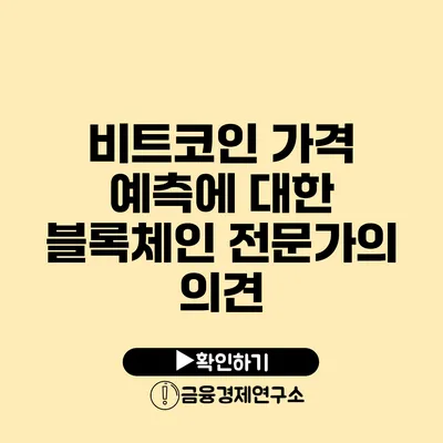 비트코인 가격 예측에 대한 블록체인 전문가의 의견