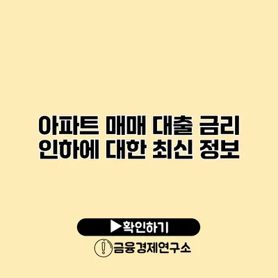 아파트 매매 대출 금리 인하에 대한 최신 정보