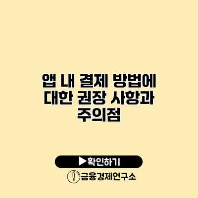 앱 내 결제 방법에 대한 권장 사항과 주의점