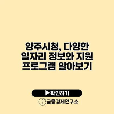 양주시청, 다양한 일자리 정보와 지원 프로그램 알아보기