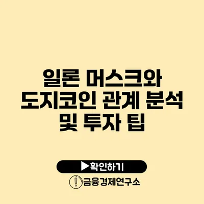 일론 머스크와 도지코인: 관계 분석 및 투자 팁