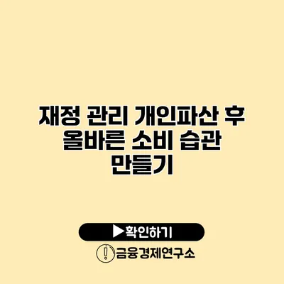 재정 관리 개인파산 후 올바른 소비 습관 만들기