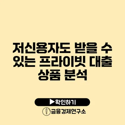 저신용자도 받을 수 있는 프라이빗 대출 상품 분석