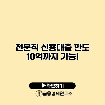 전문직 신용대출 한도 10억까지 가능!