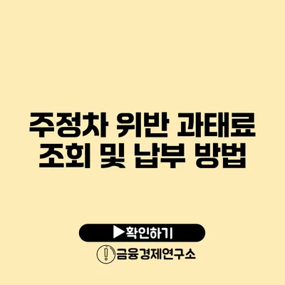 주정차 위반 과태료 조회 및 납부 방법