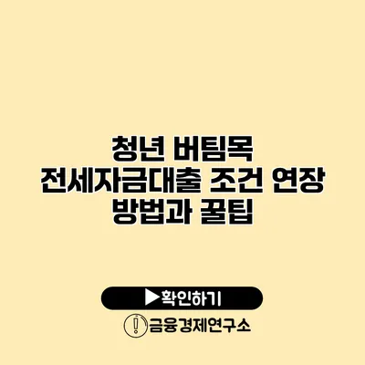 청년 버팀목 전세자금대출 조건 연장 방법과 꿀팁