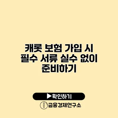 캐롯 보험 가입 시 필수 서류 실수 없이 준비하기