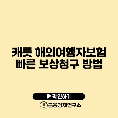 캐롯 해외여행자보험 빠른 보상청구 방법