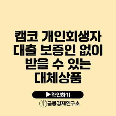 캠코 개인회생자 대출 보증인 없이 받을 수 있는 대체상품