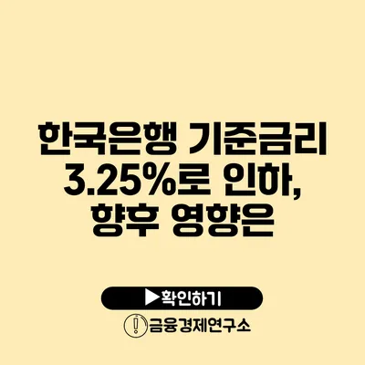 한국은행 기준금리 3.25%로 인하, 향후 영향은?