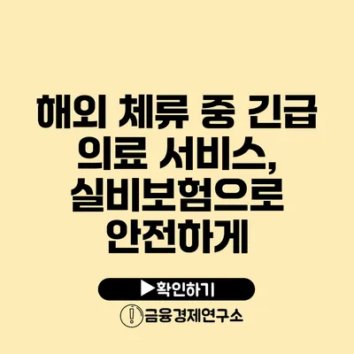 해외 체류 중 긴급 의료 서비스, 실비보험으로 안전하게