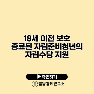 18세 이전 보호 종료된 자립준비청년의 자립수당 지원