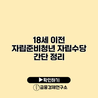 18세 이전 자립준비청년 자립수당 간단 정리