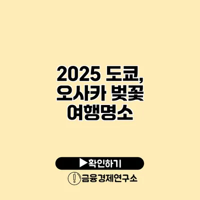 2025 도쿄, 오사카 벚꽃 여행명소