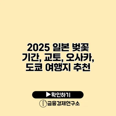 2025 일본 벚꽃 기간, 교토, 오사카, 도쿄 여행지 추천