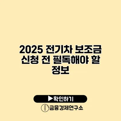 2025 전기차 보조금 신청 전 필독해야 할 정보