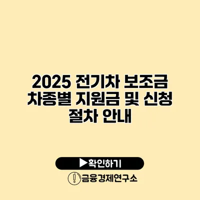 2025 전기차 보조금 차종별 지원금 및 신청 절차 안내