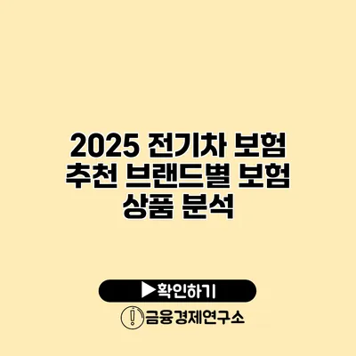2025 전기차 보험 추천 브랜드별 보험 상품 분석