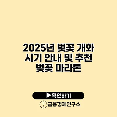 2025년 벚꽃 개화 시기 안내 및 추천 벚꽃 마라톤