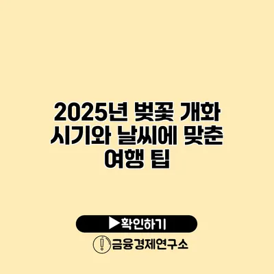 2025년 벚꽃 개화 시기와 날씨에 맞춘 여행 팁