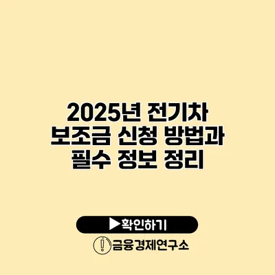 2025년 전기차 보조금 신청 방법과 필수 정보 정리