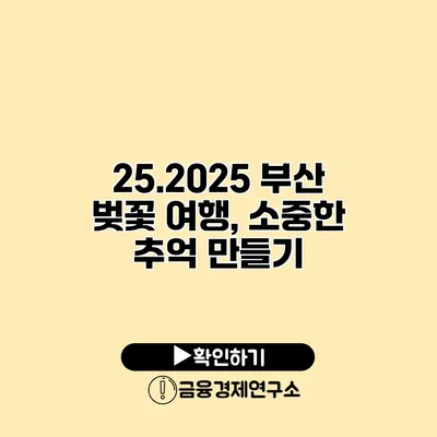 25.2025 부산 벚꽃 여행, 소중한 추억 만들기