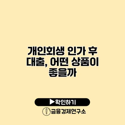 개인회생 인가 후 대출, 어떤 상품이 좋을까?