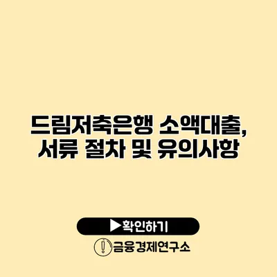 드림저축은행 소액대출, 서류 절차 및 유의사항