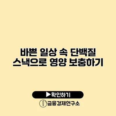 바쁜 일상 속 단백질 스낵으로 영양 보충하기