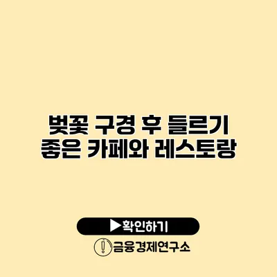 벚꽃 구경 후 들르기 좋은 카페와 레스토랑