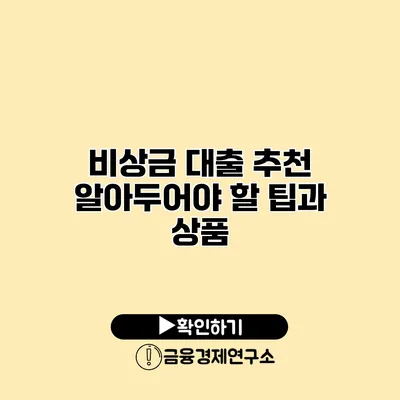 비상금 대출 추천 알아두어야 할 팁과 상품