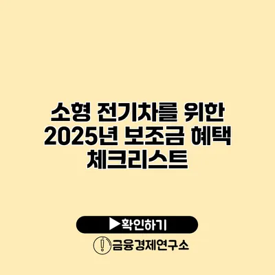 소형 전기차를 위한 2025년 보조금 혜택 체크리스트