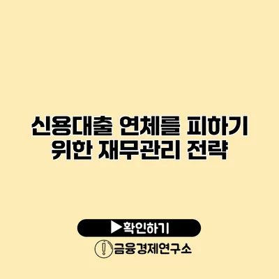 신용대출 연체를 피하기 위한 재무관리 전략