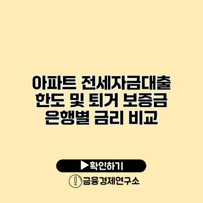 아파트 전세자금대출 한도 및 퇴거 보증금 은행별 금리 비교